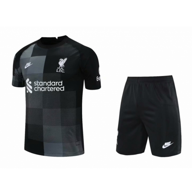 2021/22 Liverpool Black Goalkeeper Soccer Jersey Uniforms (Shirt+Shorts)